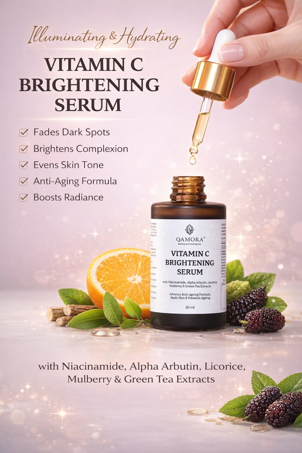 QAMORA Vitamin C Brightening Serum – Reveal Radiant, Even-Toned & Glowing Skin