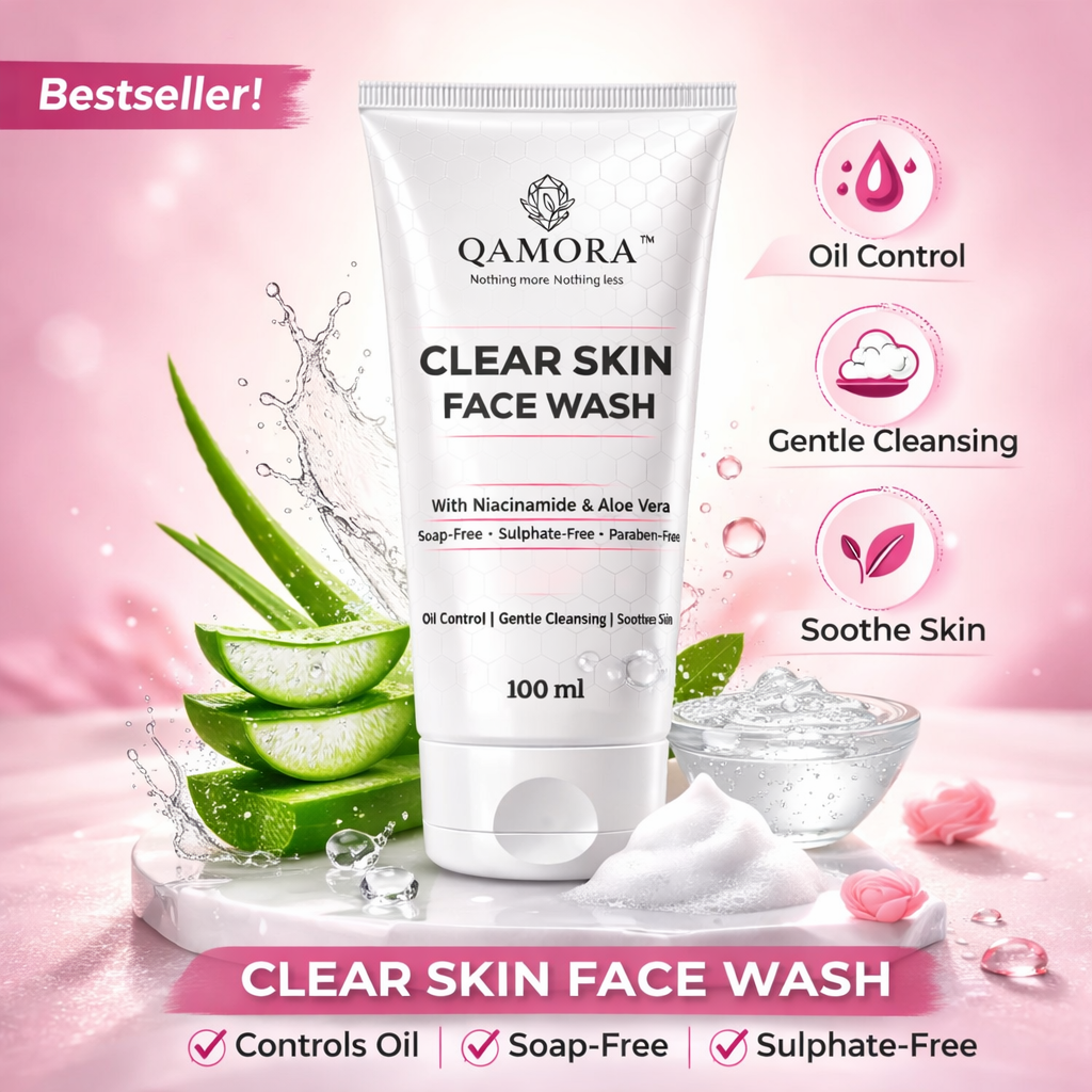 QAMORA Clear Skin Face Wash for oil control and gentle daily cleansing