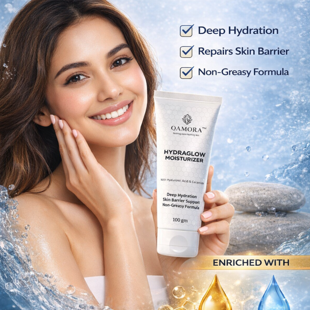 Lightweight texture of QAMORA Hydraglow hydrating face moisturizer