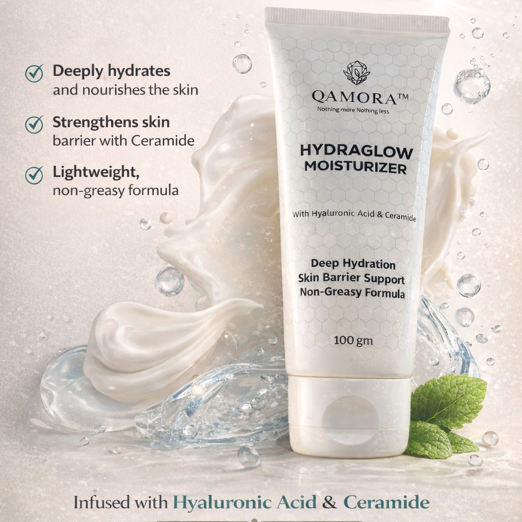 QAMORA Hydraglow moisturizer with hyaluronic acid for deep skin hydration
